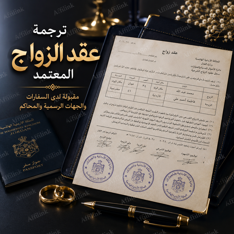 ترجمة عقد الزواج الاردني المعتمد