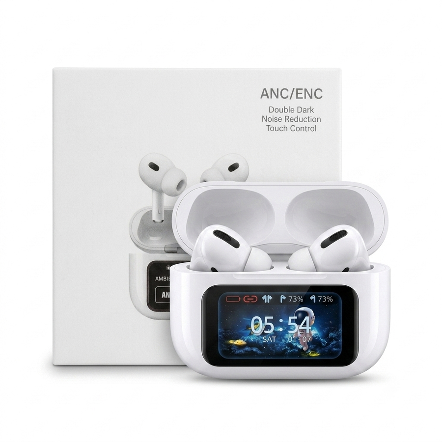 سماعة A9 Pro 2 Touch Screen TWS Earbuds – Bluetooth 5.4، شاشة لمس ذكية، 4 ميكروفونات، دعم التطبيق