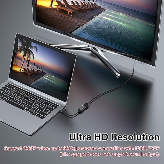 Upgrow USB-C to VGA Adapter 1080P Type-C Video Converter 