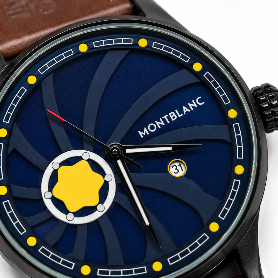 ساعة Montblanc جلد بني ومينا بيج
