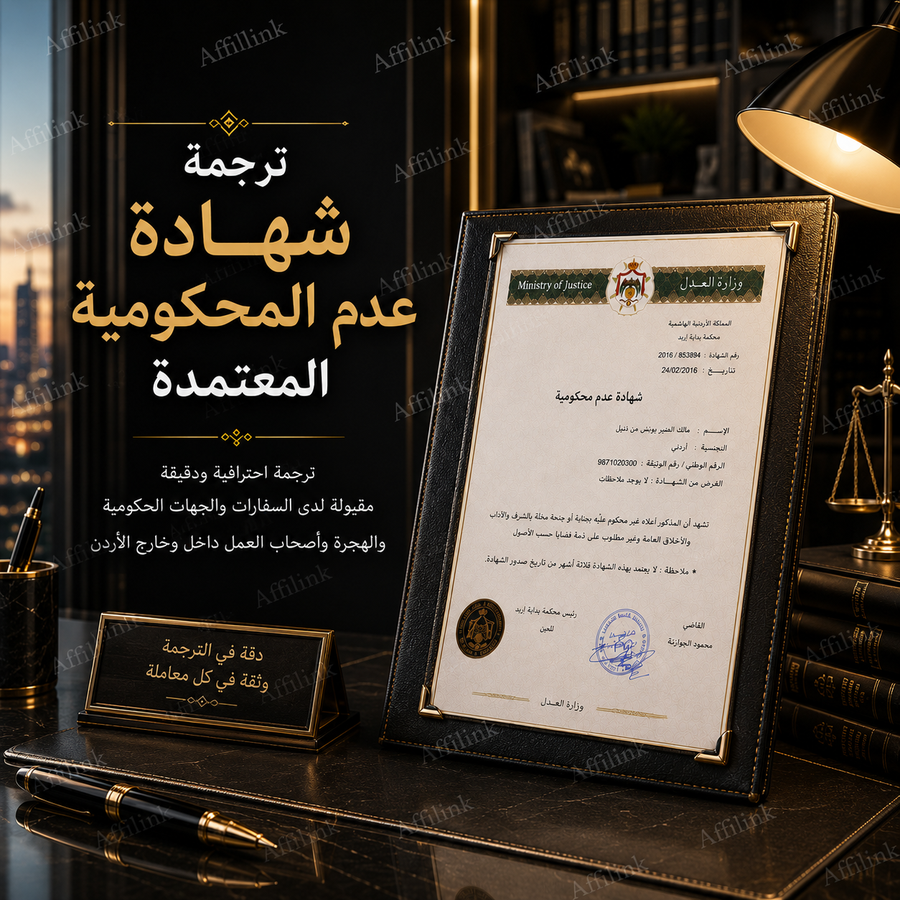 ترجمة شهادة عدم المحكومية المعتمدة
