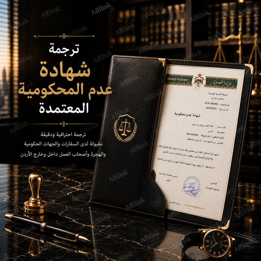 ترجمة شهادة عدم المحكومية المعتمدة