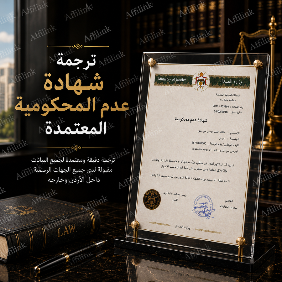 ترجمة شهادة عدم المحكومية المعتمدة