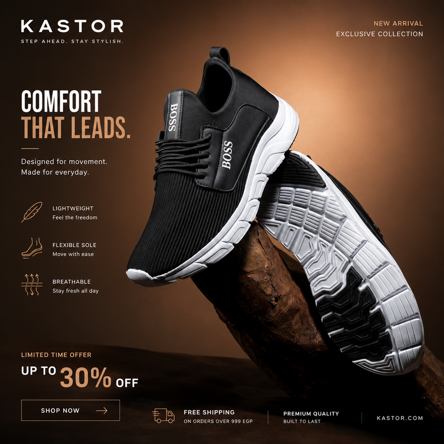KASTOR Boss Black Slip-On Sneakers