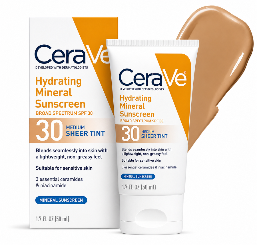 CeraVe Hydrating Mineral Sunscreen SPF 30 – Tinted, 50ml