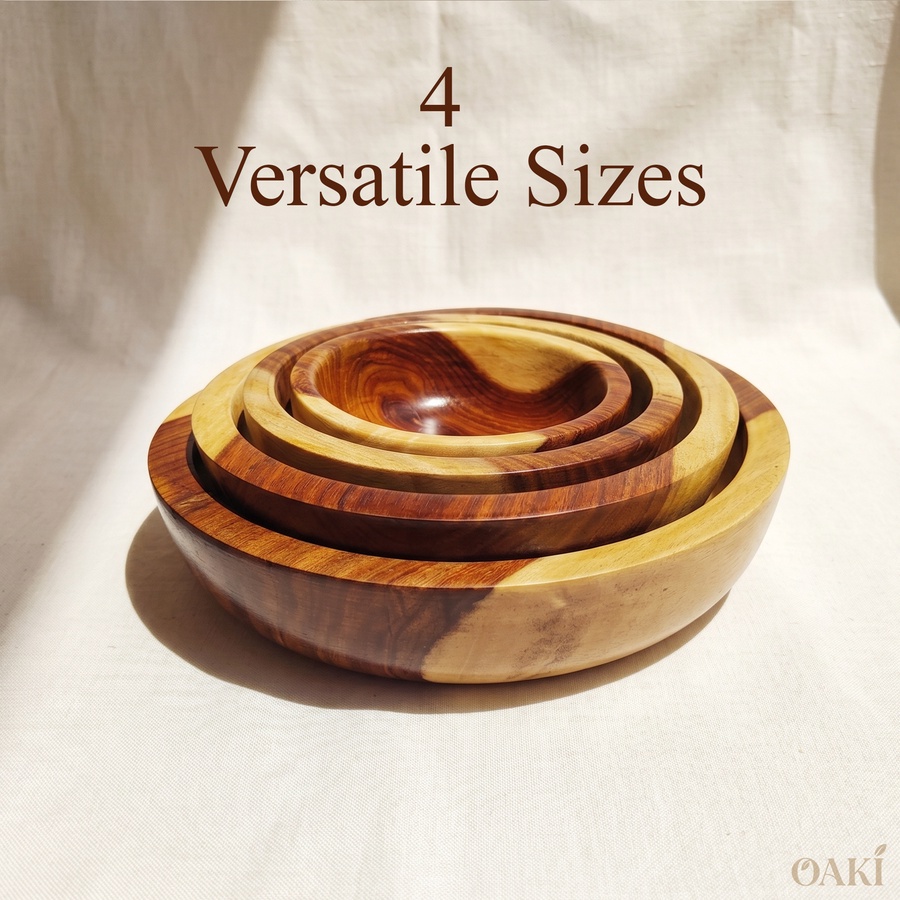 Rosewood Wooden Serving Bowls Set (4 Sizes) - Handmade | OAKi