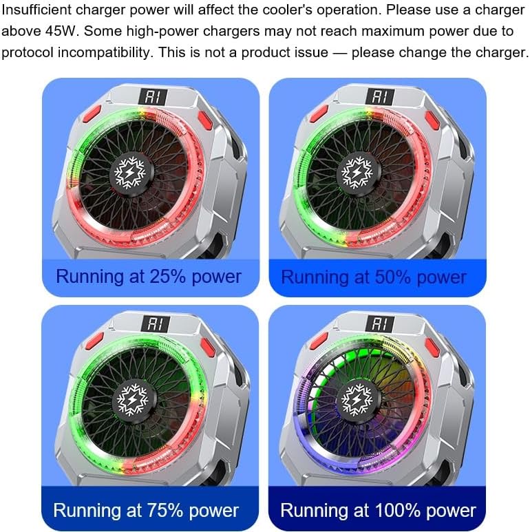 Semiconductor Phone Cooler 30W Powerful Cooling Smart Temperature Control 5 Adjustable Modes RGB Lights Extreme Cooling product thumbnail 3