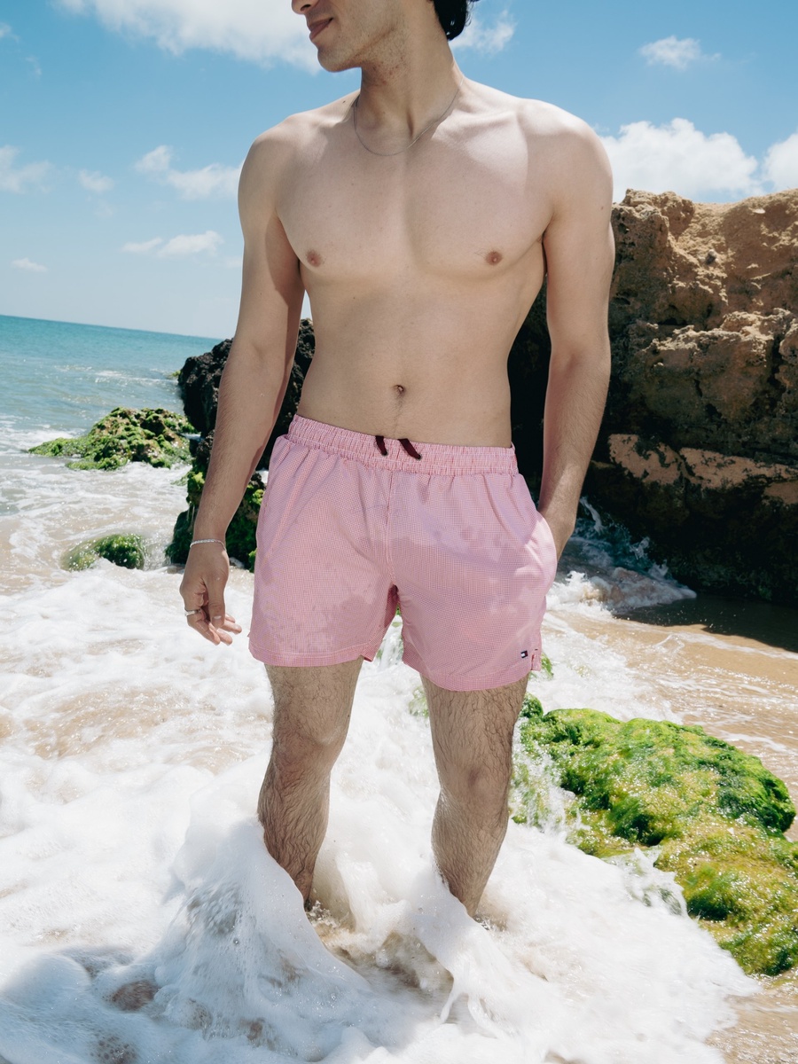 DRIP Pink Check Swim Shorts