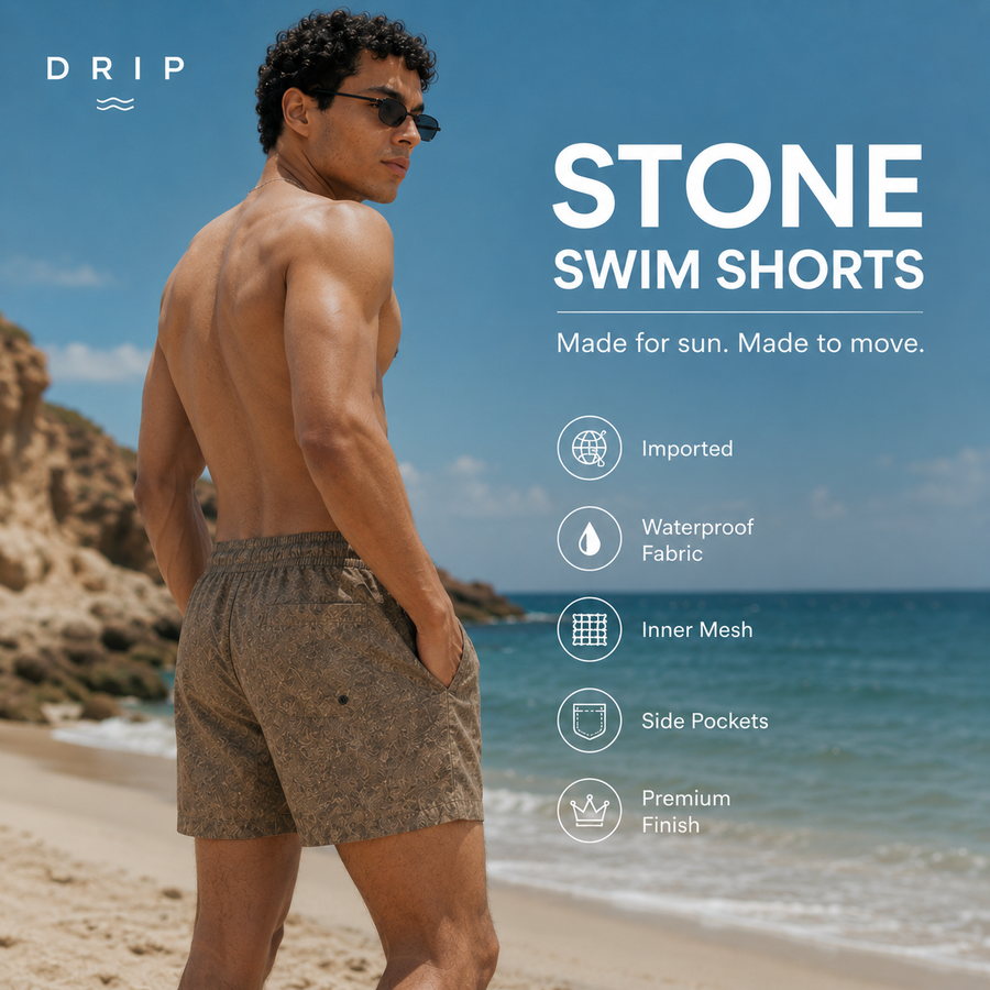 DRIP Stone Pattern Swim Shorts