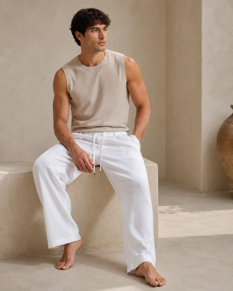 DRIP White Linen Pants