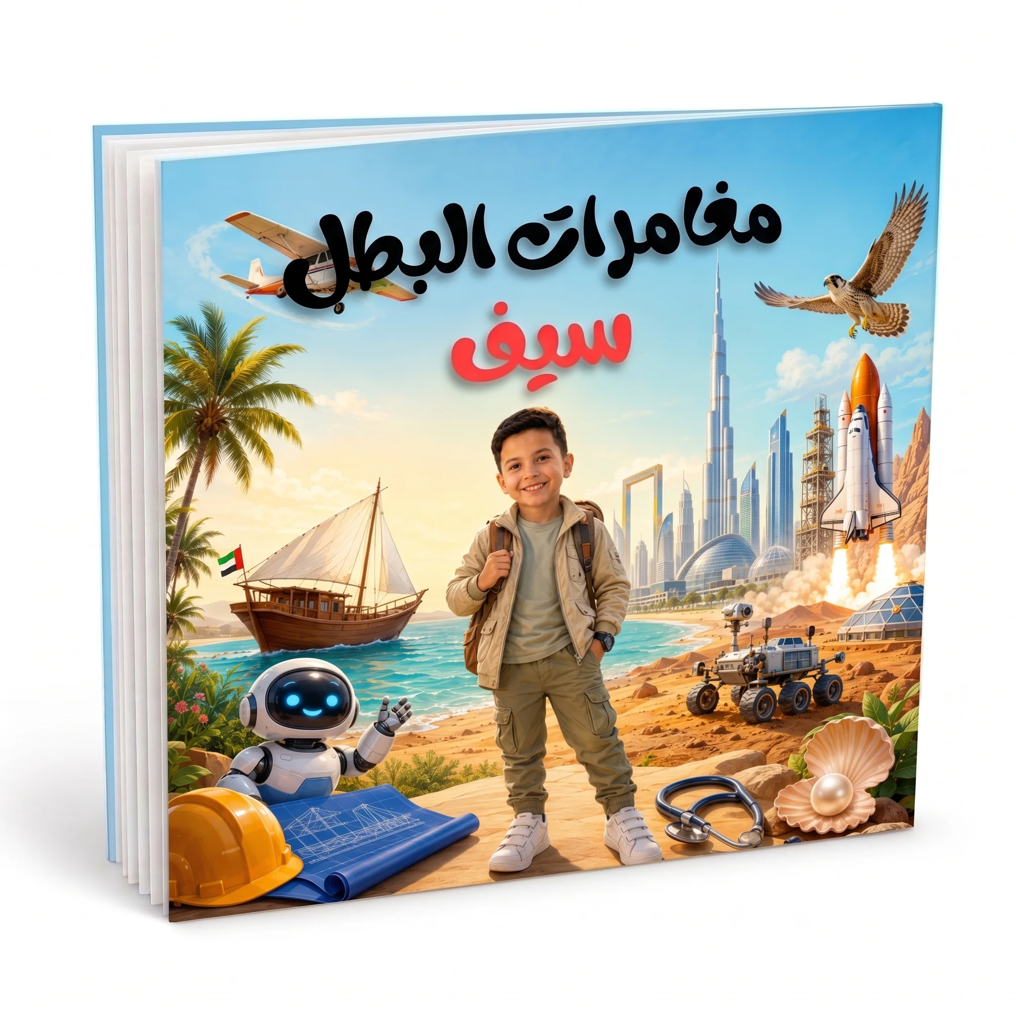 كتاب تلوين مغامرات مخصص لطفلك + أقلام تلوين خشبية هدية مجانية 🎁
