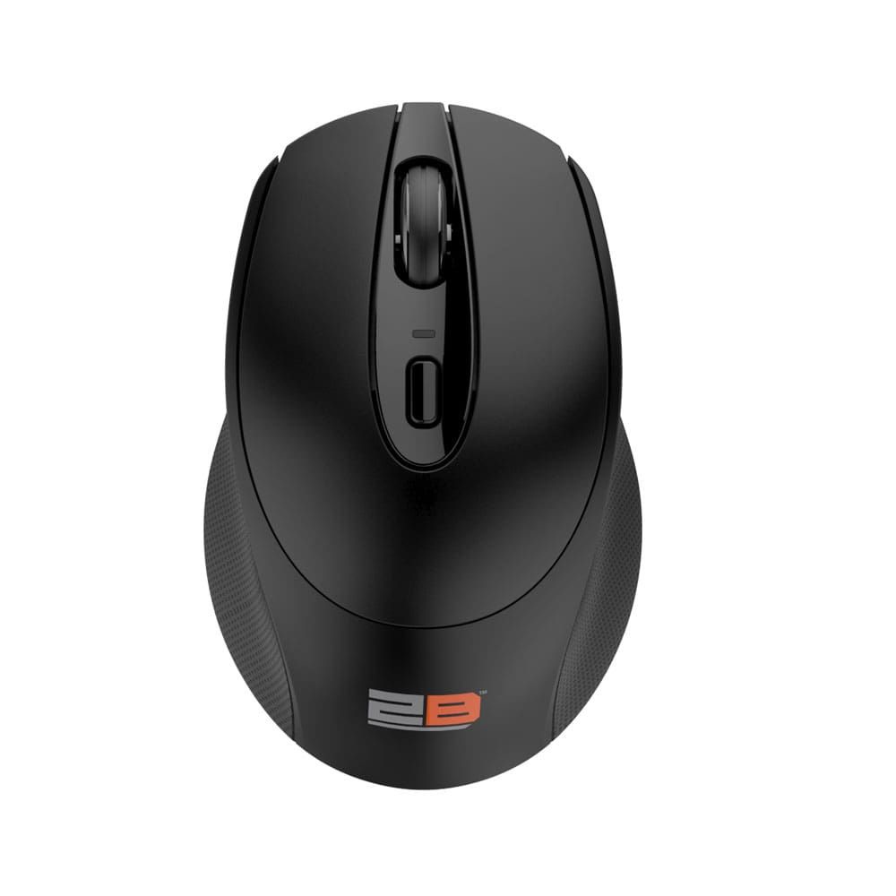 2B (MO186)Dual Mode Bluetooth 2.4GHz Mouse 800-1200-1600-2400 DPI with Rechargeable Battery - Black