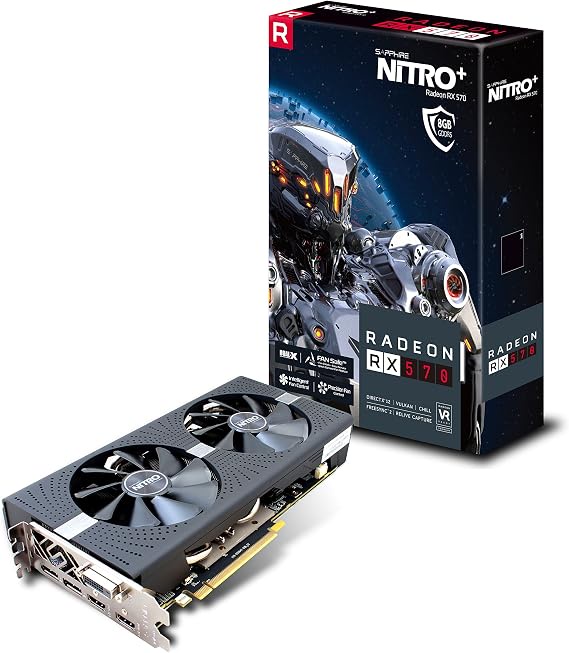 SAPPHIRE NITRO+ RX 570 8G DDR5 كسر زيرو برشامة المصنع كرتونة وكتالوجات