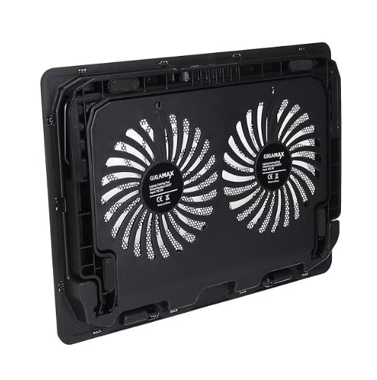GIGAMAX GM77 Gaming Laptop Cooling Pad - Dual Quiet LED Fans & 5-Level Ergonomic Stand