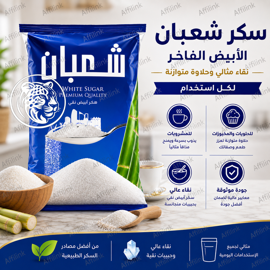 سكر شعبان – جودة موثوقة ونقاء عالي لمذاق أفضل في كل كوب وكل وصفة
