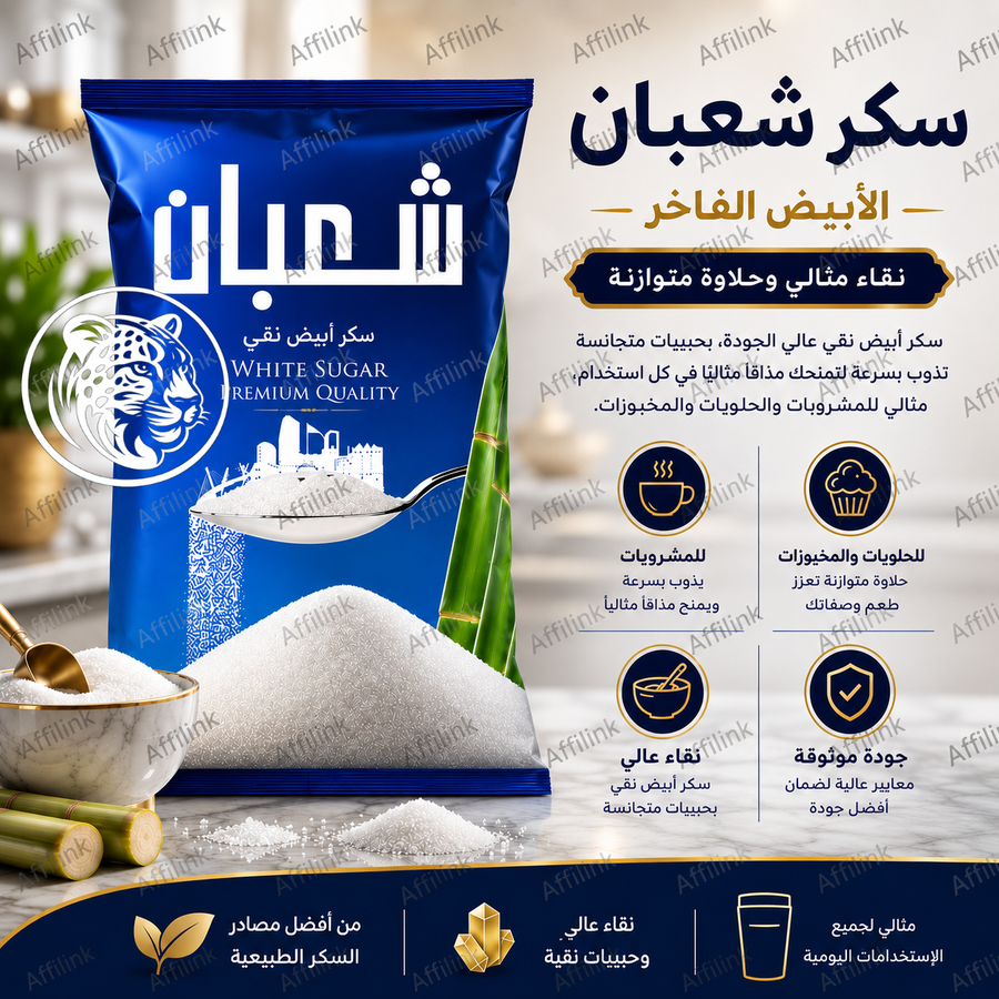 سكر شعبان – جودة موثوقة ونقاء عالي لمذاق أفضل في كل كوب وكل وصفة