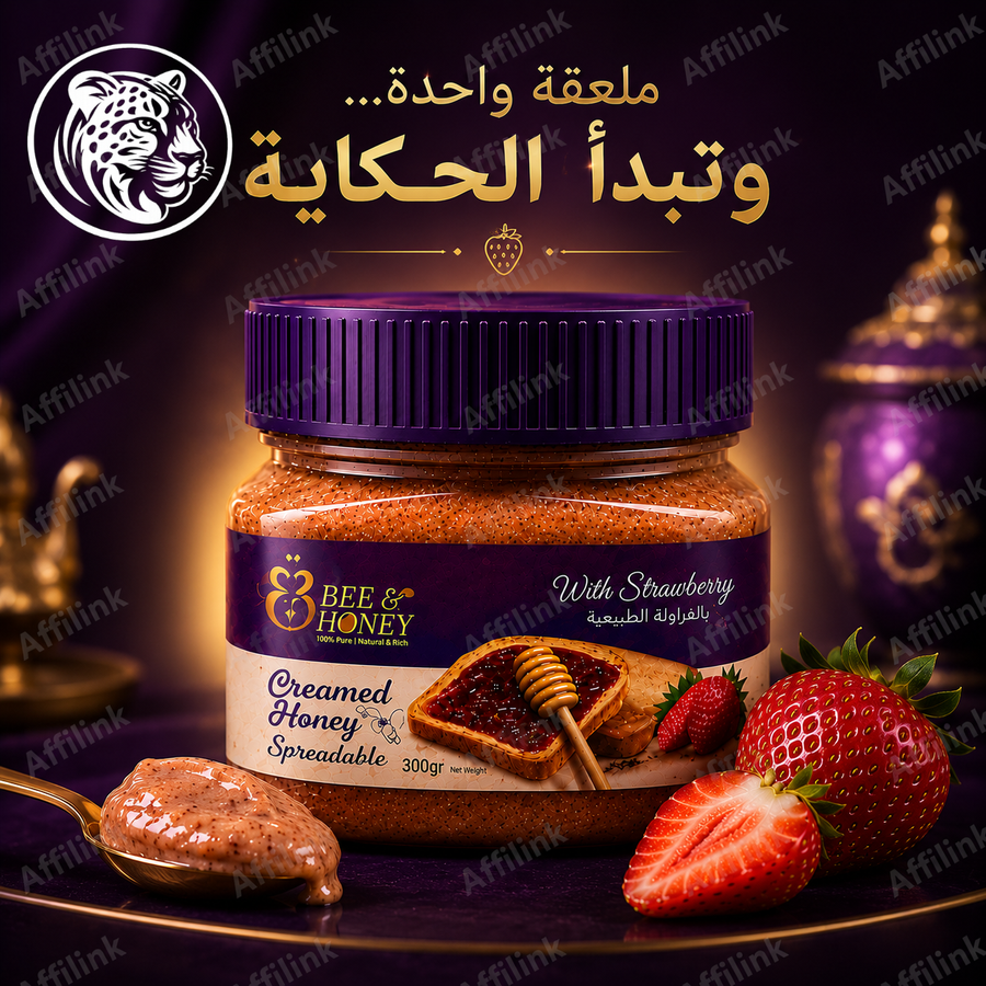 عسل كريمي بالفراولة الطبيعية – قوام ناعم ومذاق فاخر في كل ملعقة