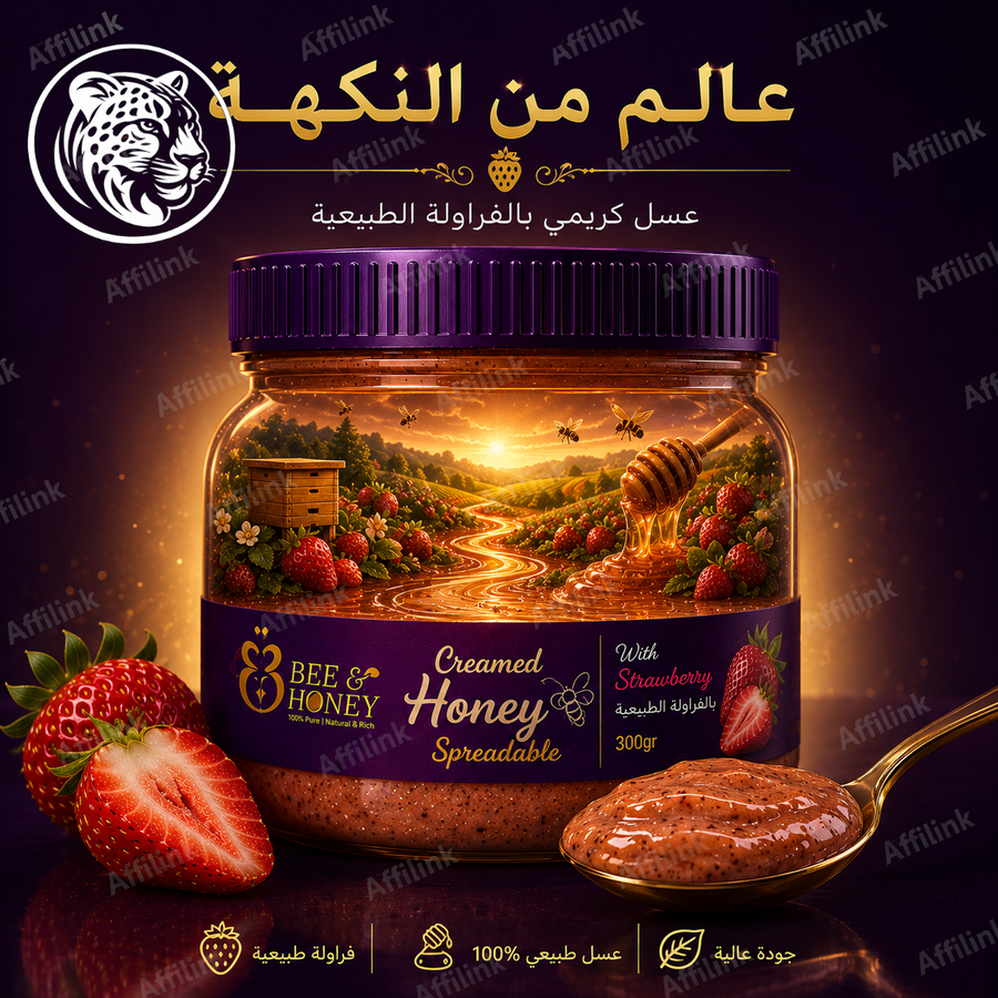 عسل كريمي بالفراولة الطبيعية – قوام ناعم ومذاق فاخر في كل ملعقة