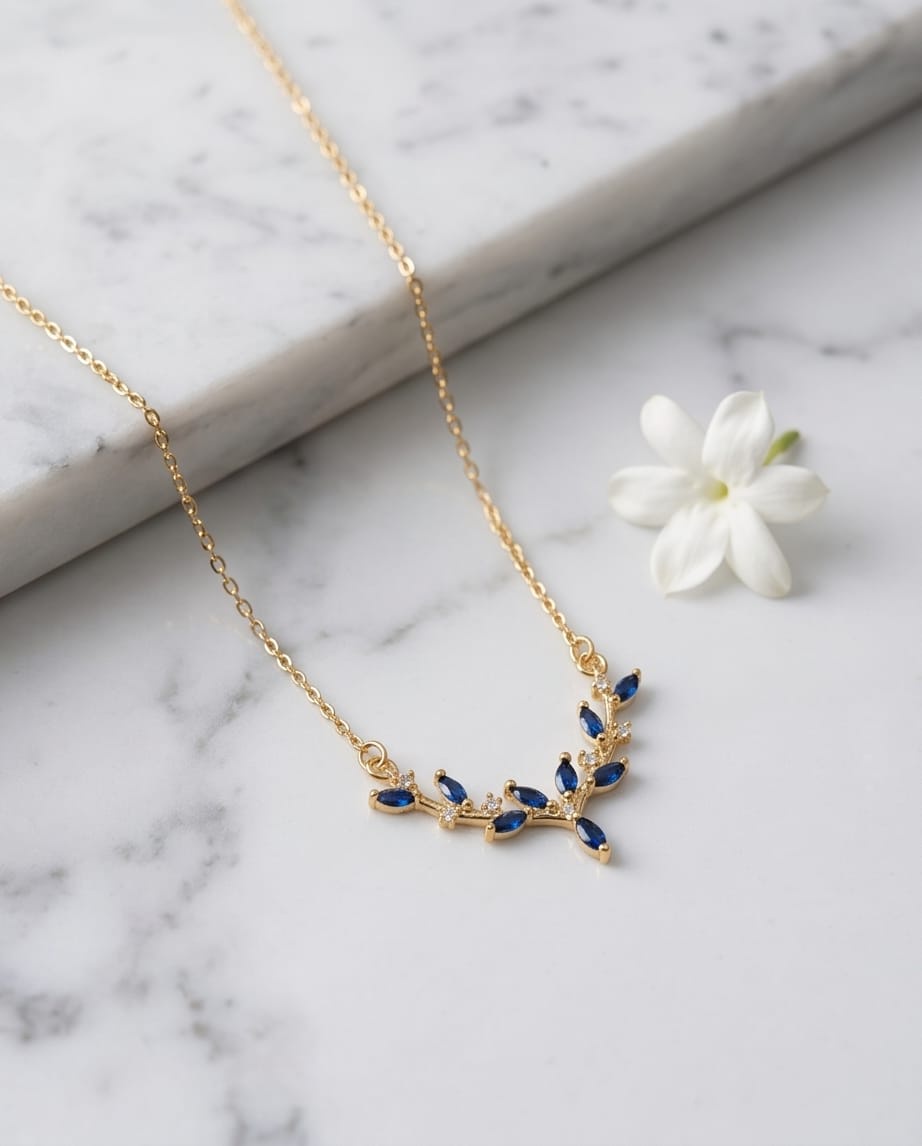  Rawnq Stainless Steel Gold Olive Branch Necklace 