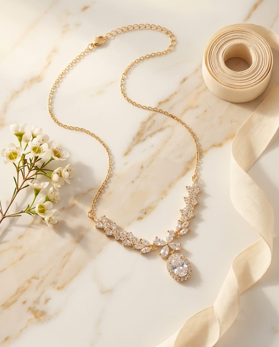  Rawnq Stainless Steel Gold Halo Pendant Necklace 