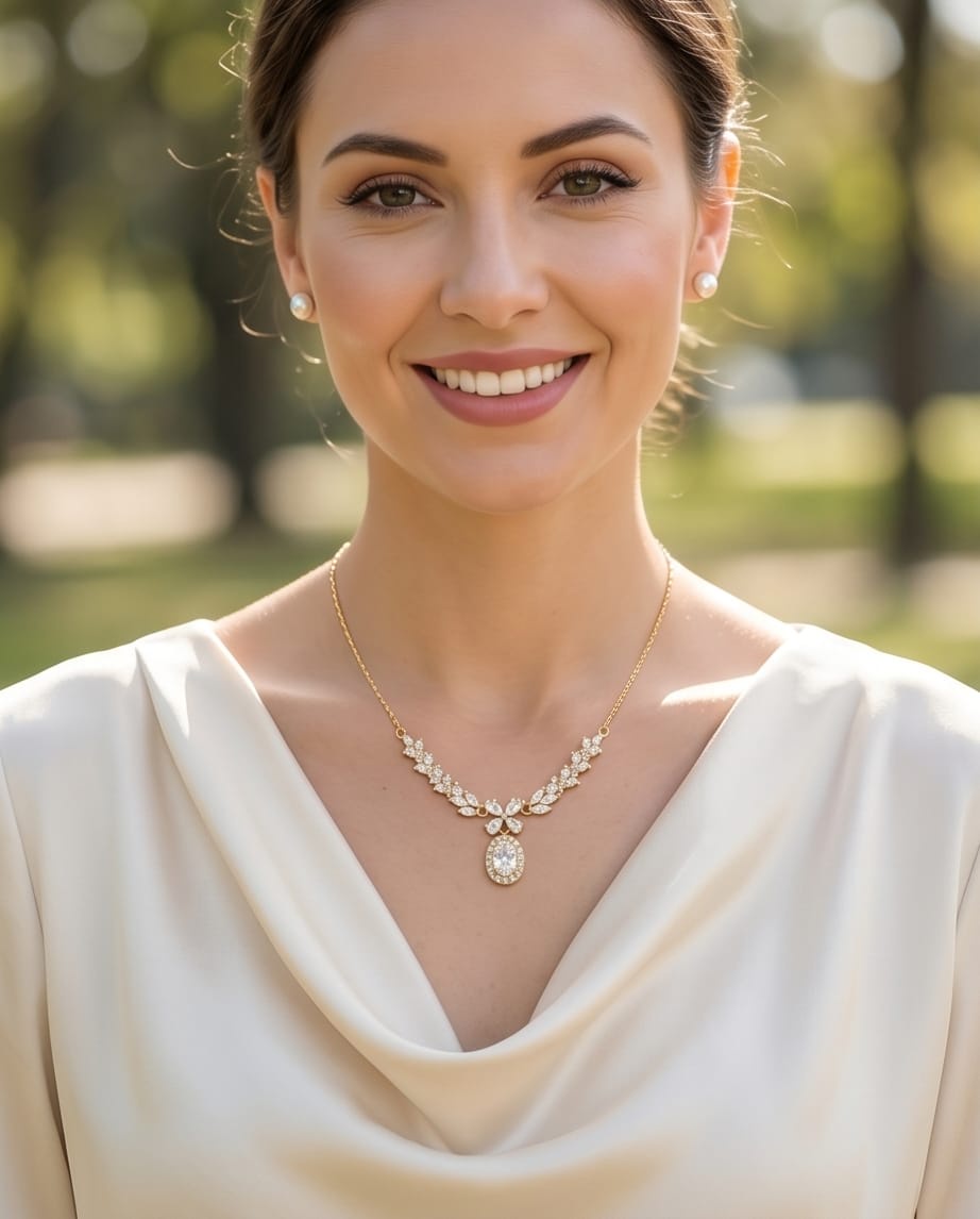  Rawnq Stainless Steel Gold Halo Pendant Necklace 