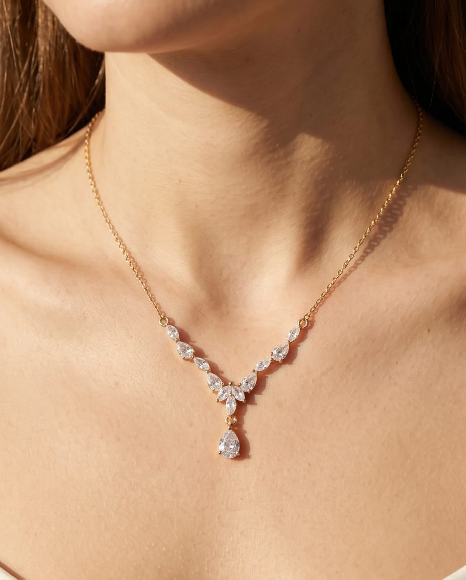  Rawnq Stainless Steel V-Shaped Necklace Necklace 