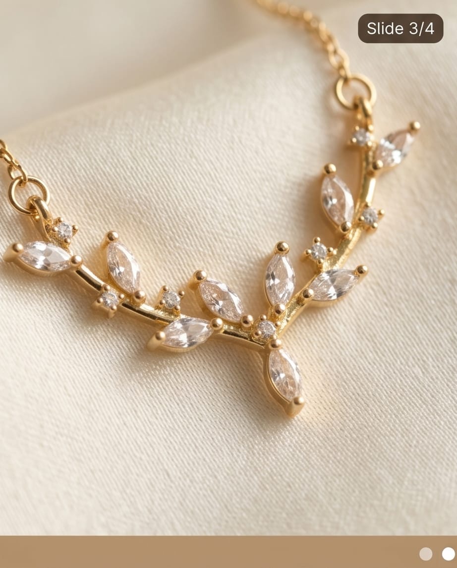  Rawnq Stainless Steel Olive Branch Leaf Necklace 