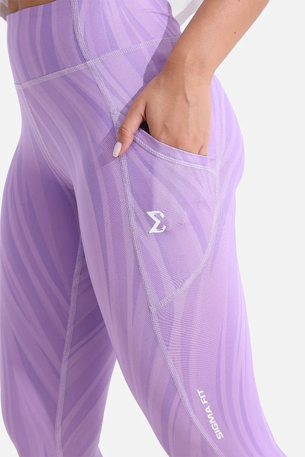 Dynamic Waves Leggings Purple Rose