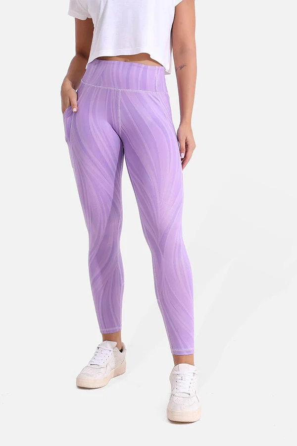 Dynamic Waves Leggings Purple Rose