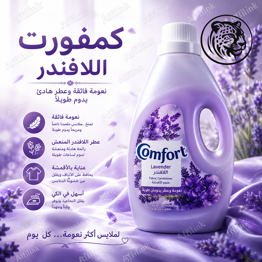 كمفورت اللافندر – نعومة فاخرة وعطر يدوم طويلًا لملابس أكثر انتعاشًا وأناقة