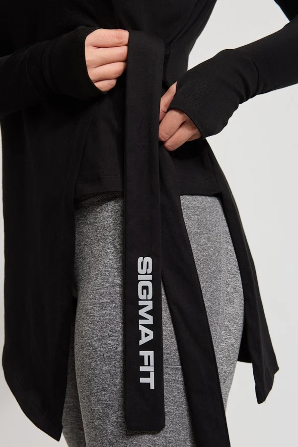 Abstract Knotted LS Tee Black