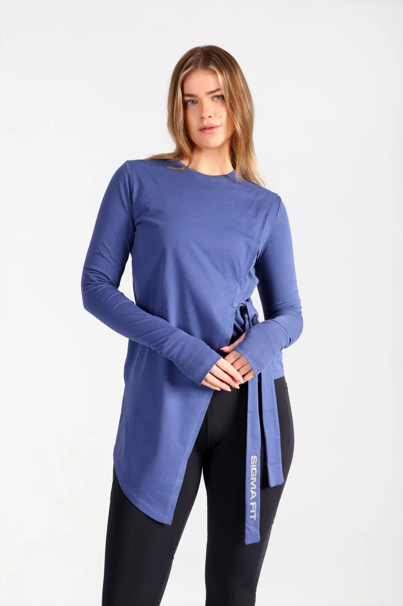 Abstract Knotted LS Tee Deep Cobalt