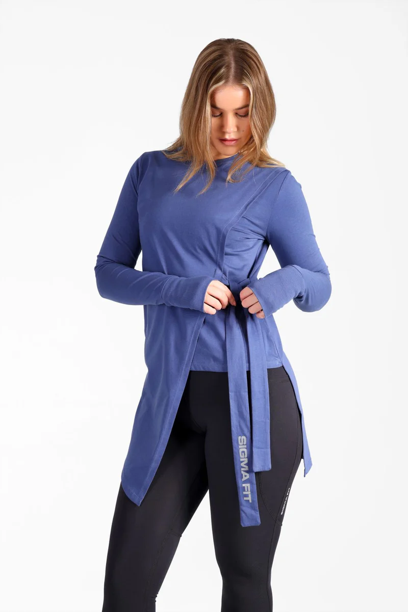 Abstract Knotted LS Tee Deep Cobalt