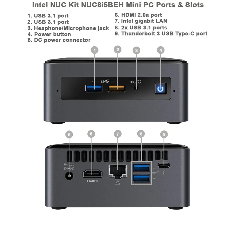Intel NUC8BEB Core i5-8259U - Ram 8 - SSD 256- Intel iris HD Graphics