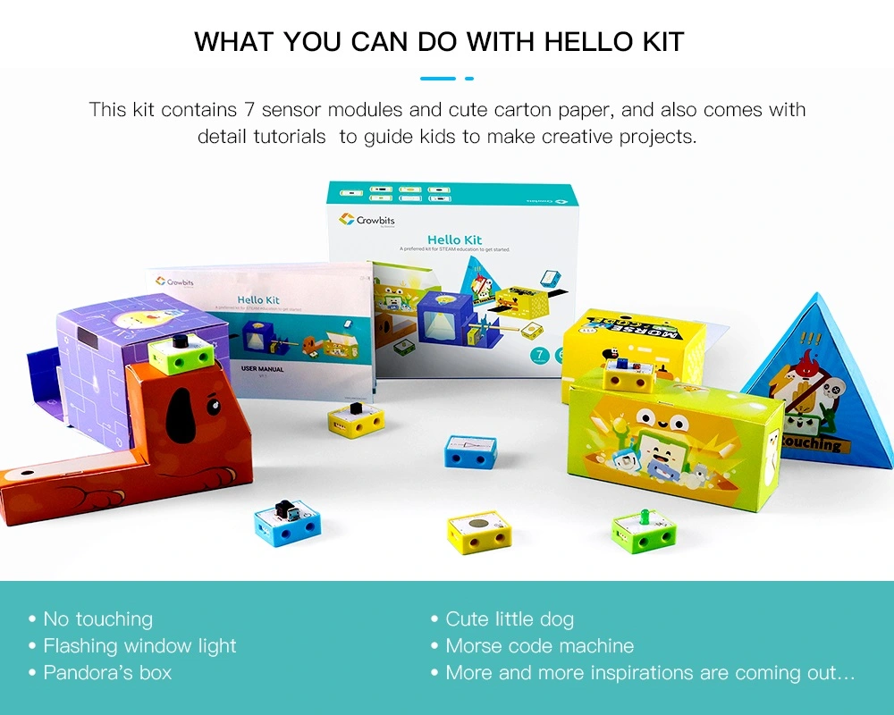 مجموعة البداية لمشروعات ستيم الألكترونية|Hello Kit with 7 modules, STEM Project Toys