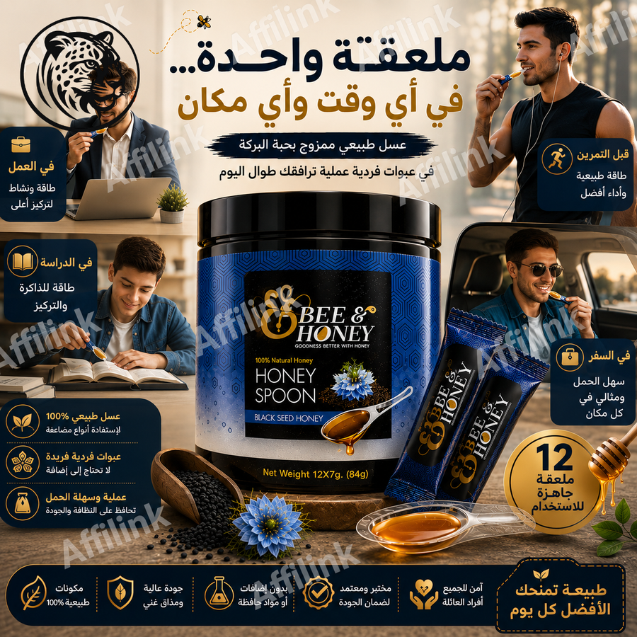 عسل الحبة السوداء Bee & Honey – مزيج طبيعي بنكهة غنية وجودة مميزة