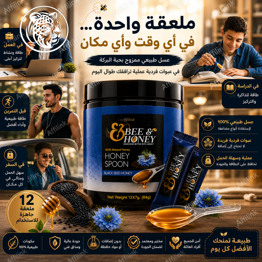 عسل الحبة السوداء Bee & Honey – مزيج طبيعي بنكهة غنية وجودة مميزة