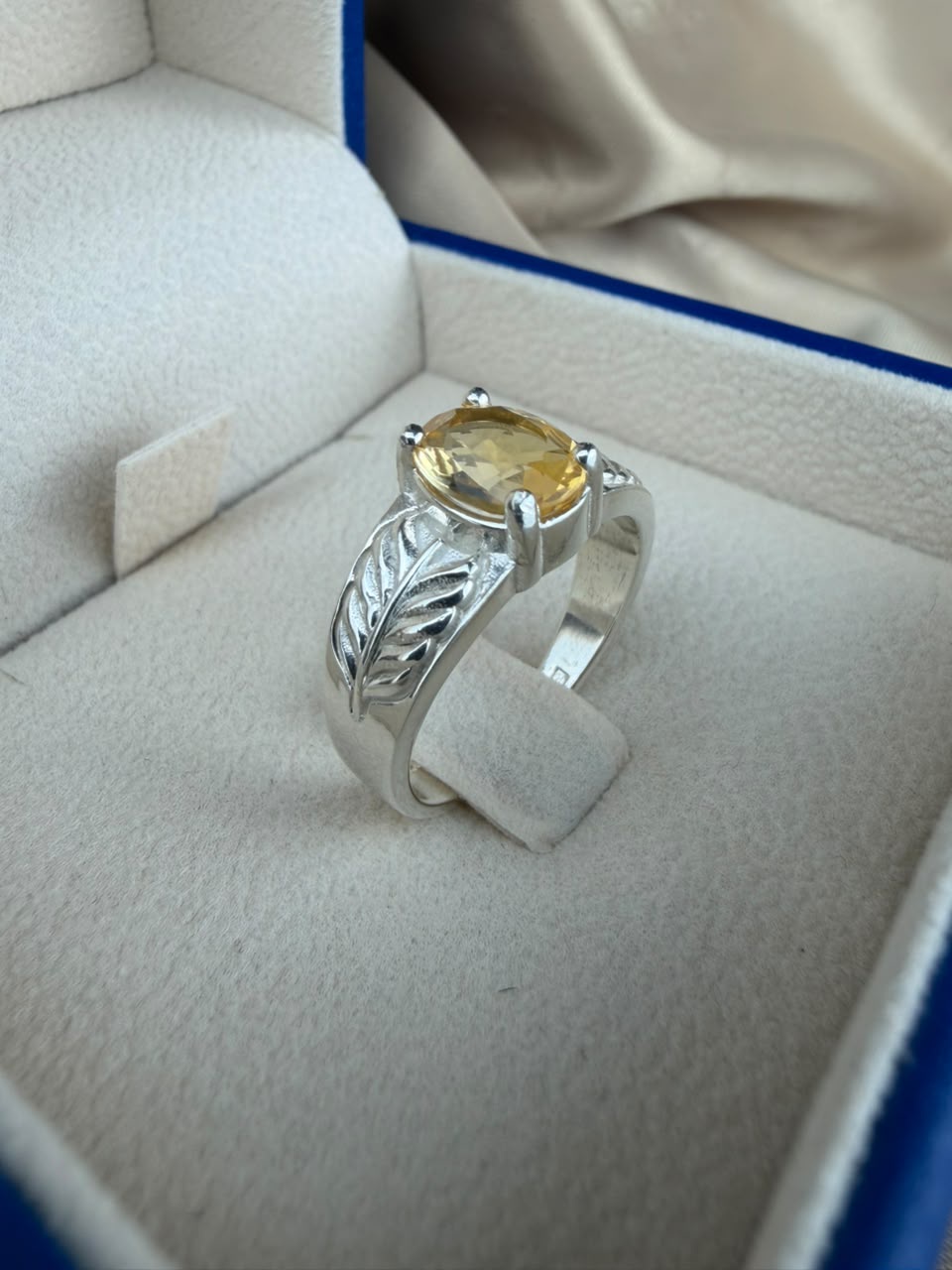Citrine 925 Silver Ring - IGI certified - Nature's Texture Design 