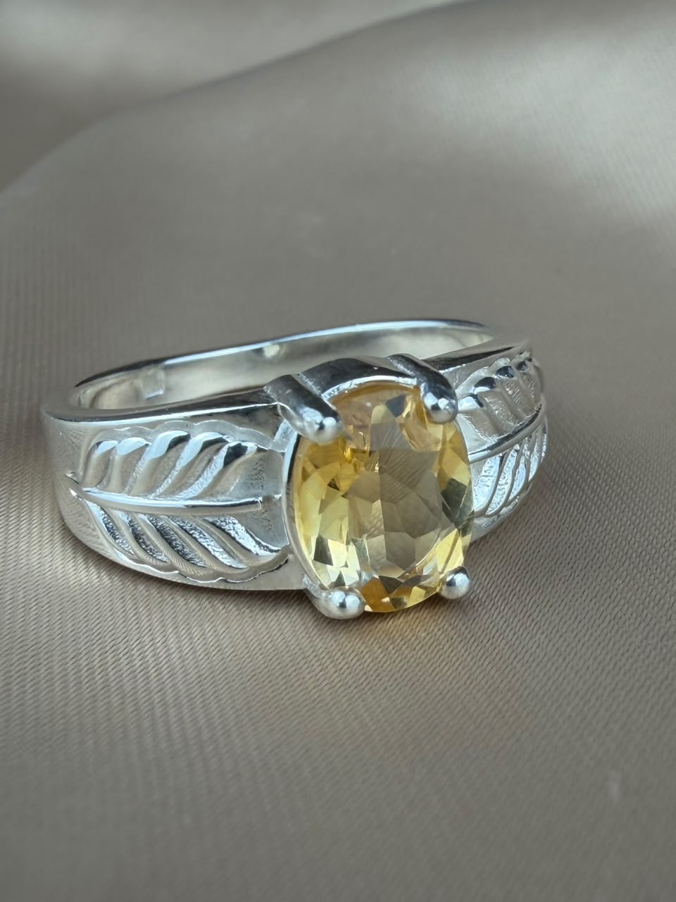 Citrine 925 Silver Ring - IGI certified - Nature's Texture Design 
