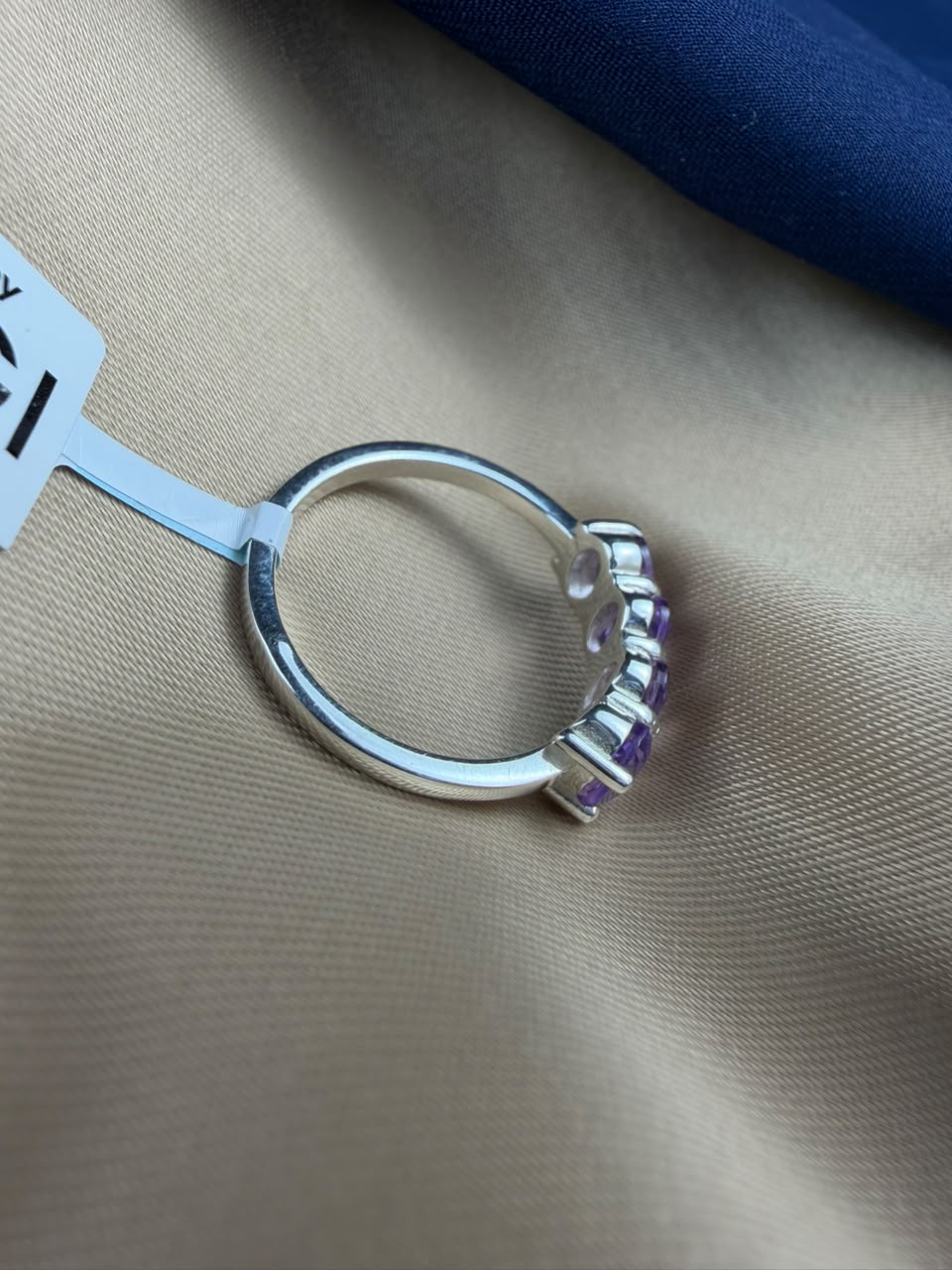   Amethyst  925 Silver Ring - IGI Certified - 4 Row Design