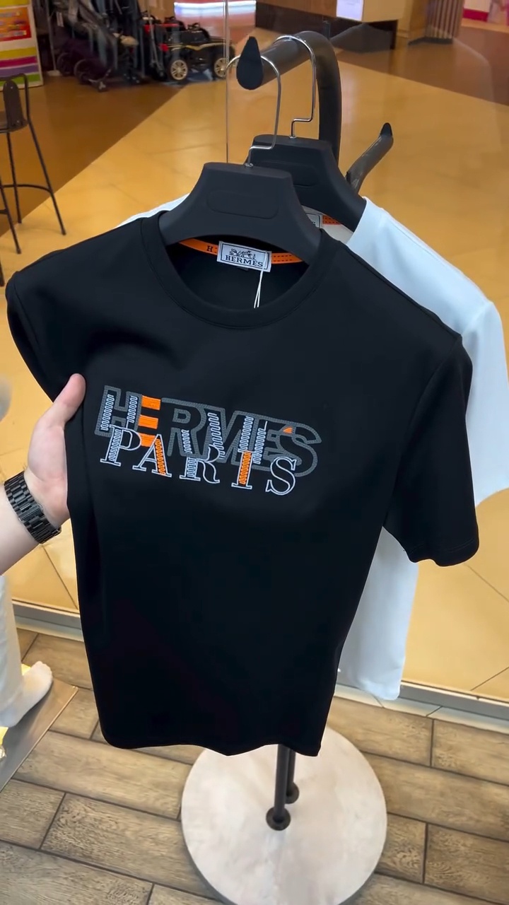 تيشيرت HERMES PARIS أنترلوك قطن 100% | أوفر سايز للجنسين