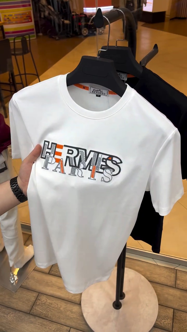 تيشيرت HERMES PARIS أنترلوك قطن 100% | أوفر سايز للجنسين