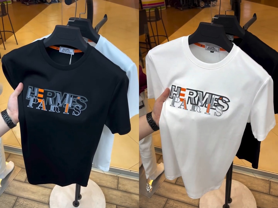 تيشيرت HERMES PARIS أنترلوك قطن 100% | أوفر سايز للجنسين