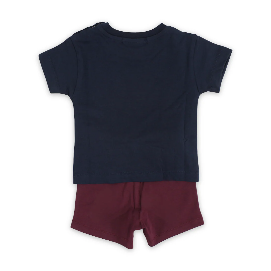 Baby Girls Cotton Pajama – Navy with "I Love My Mommy" Print