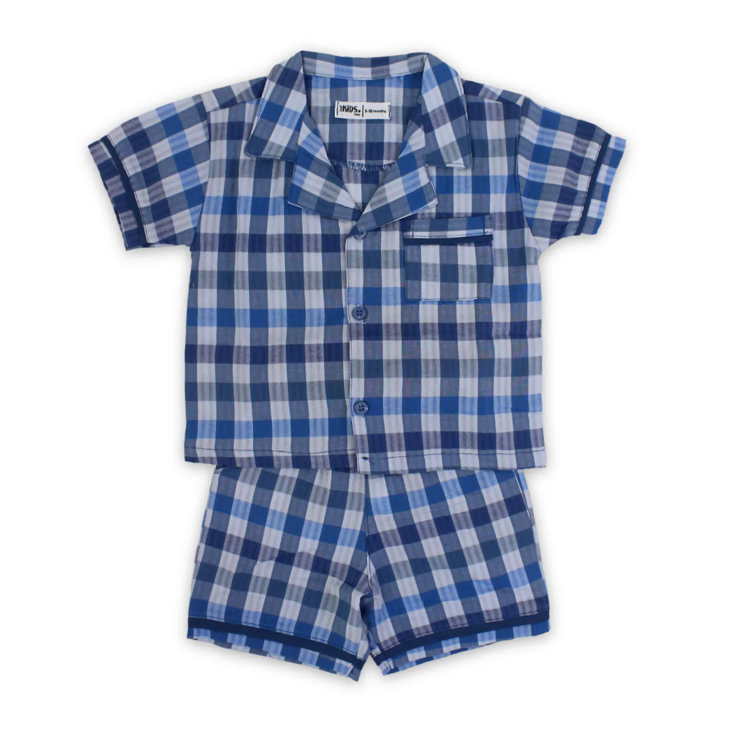Baby Girls Cotton Pajama – Orange with Checkered