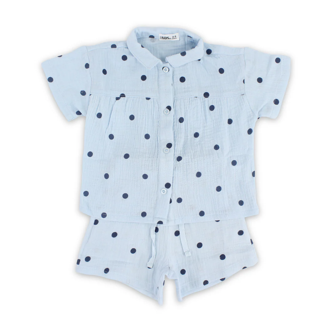 Girls Crinkle Cotton Pajama – Baby Blue