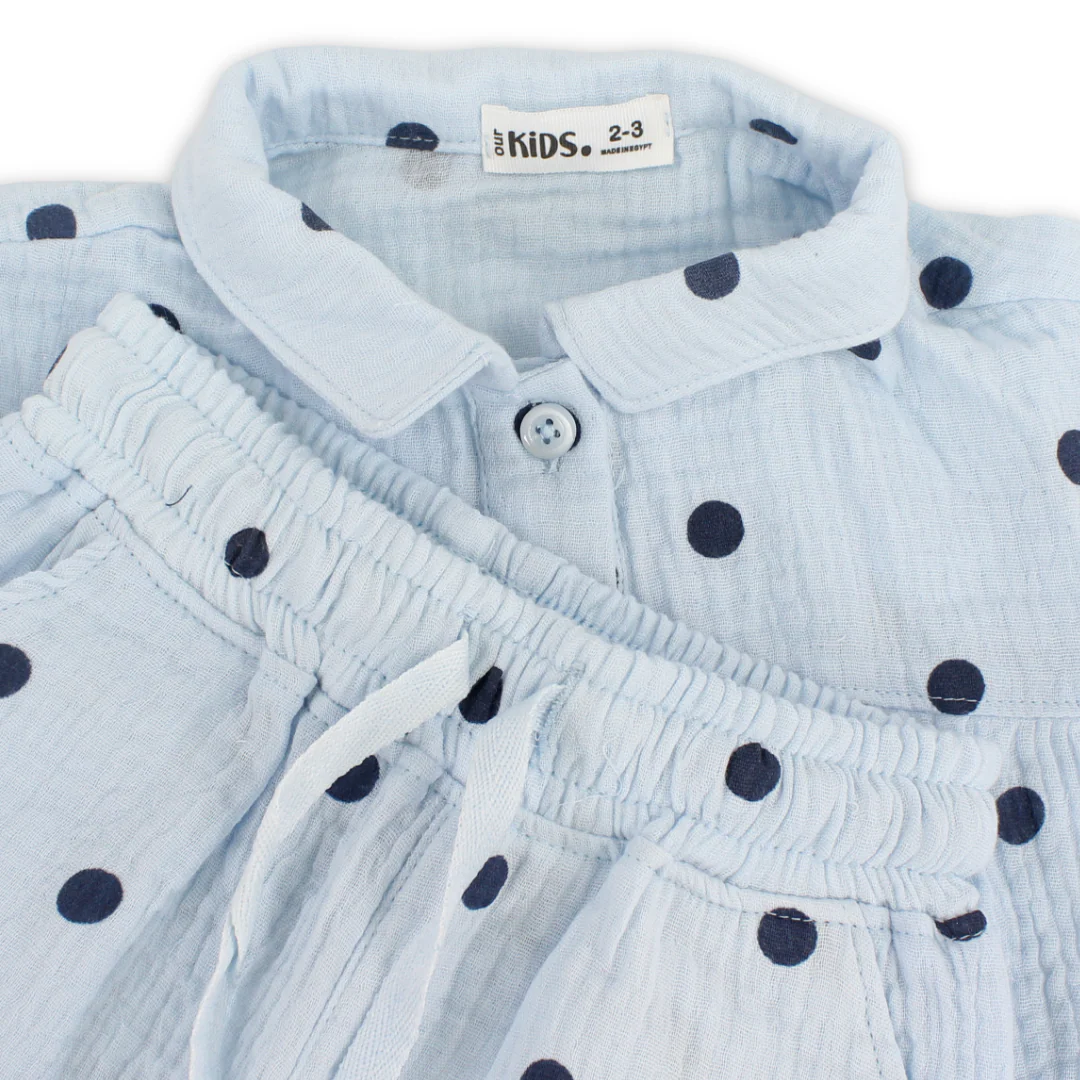 Girls Crinkle Cotton Pajama – Baby Blue