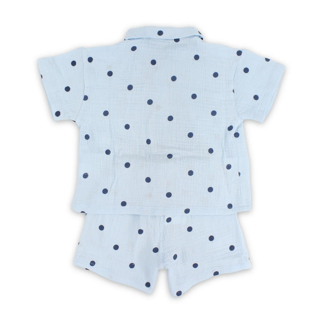 Girls Crinkle Cotton Pajama – Baby Blue