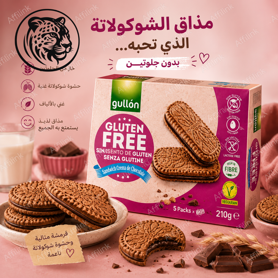 بسكويت جولون الخالي من الجلوتين بحشوة الشوكولاتة