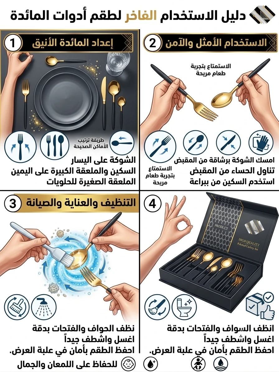 طقم شوك ومعالق استانلس استيل 24 قطعة